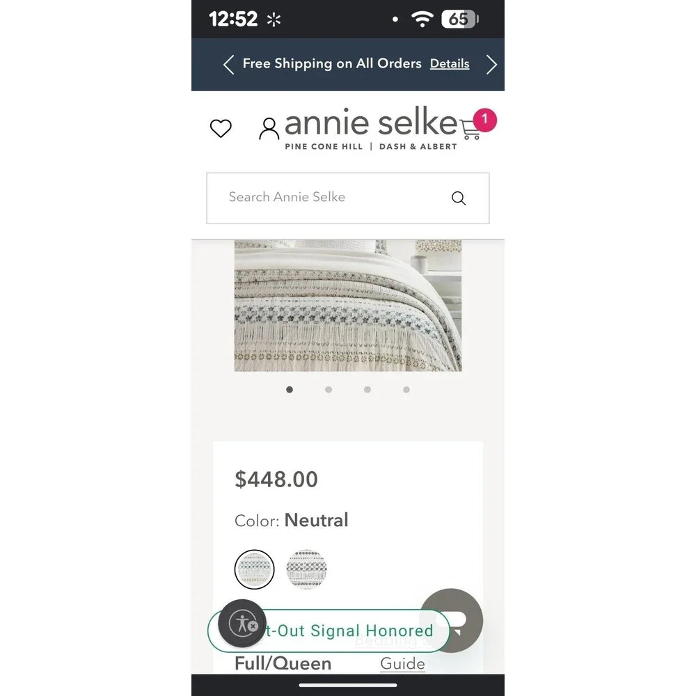 Annie Selke Hawthorn Neutral Coverlet Full/Queen 💯 Cotton Luxe Bedding